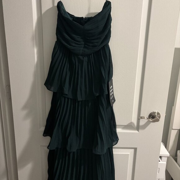Lulus Seriously Sensational Emerald Strapless Tiered Midi Dress (Size Small) - Picture 2 of 2